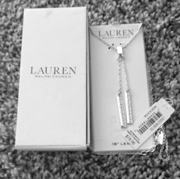 Sterling Silver necklace with two dangling bars - Picture 1 of 1